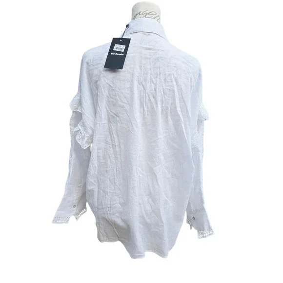 The Kooples NWT Women's Eyelet Top Button Up Blouse White Size‎ Small - Picture 5 of 11